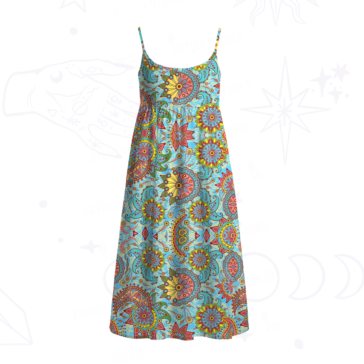 Purplehecate Mandala Dream Spaghetti Strap Midi Dress