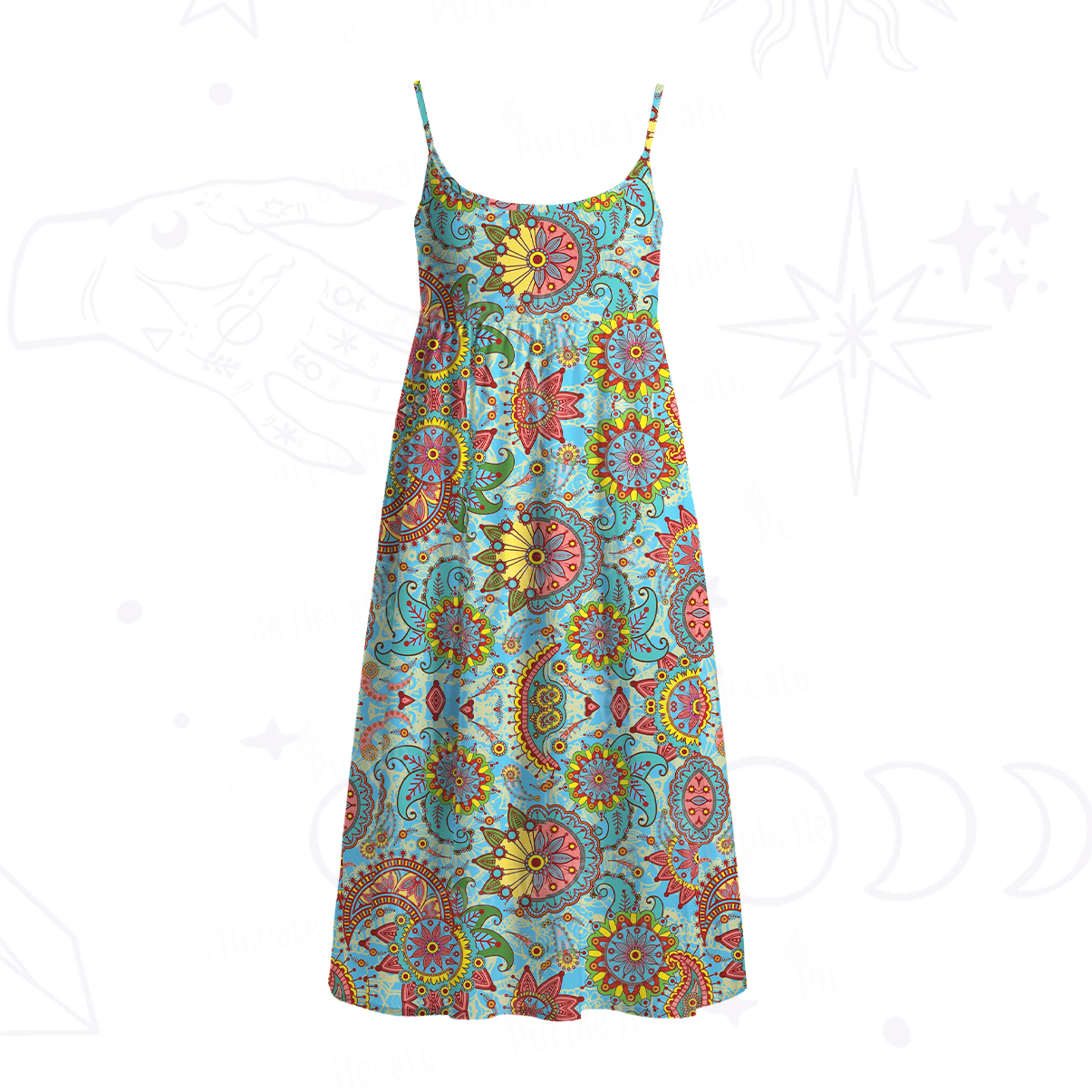 Purplehecate Mandala Dream Spaghetti Strap Midi Dress