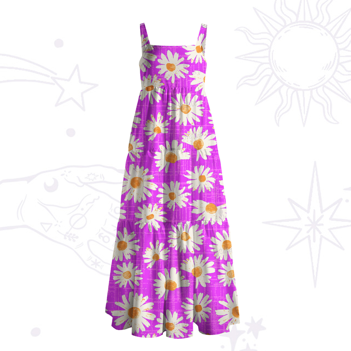 Purplehecate Daisy Daydream Wide Straps Maxi Dress