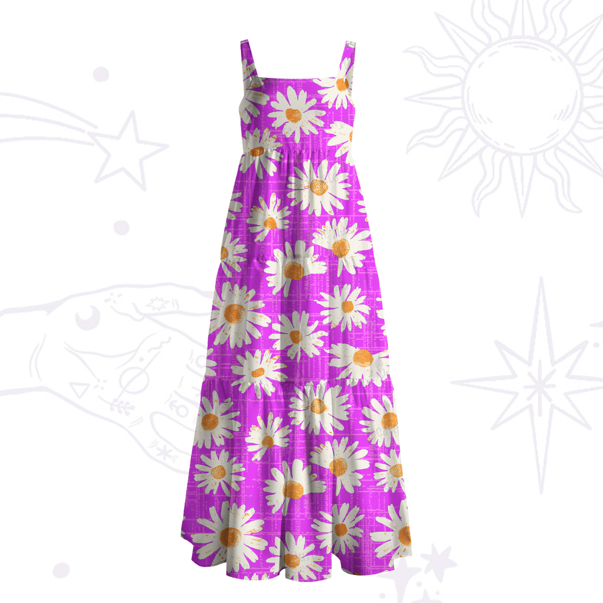 Purplehecate Daisy Daydream Wide Straps Maxi Dress