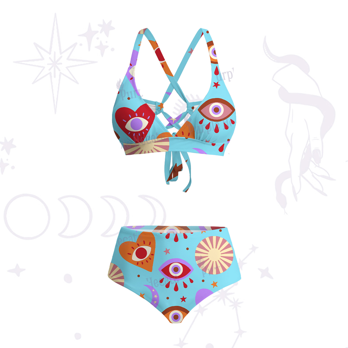 Purplehecate The Enchanted Eye of Love Crisscross Tie-Back Bikini Set