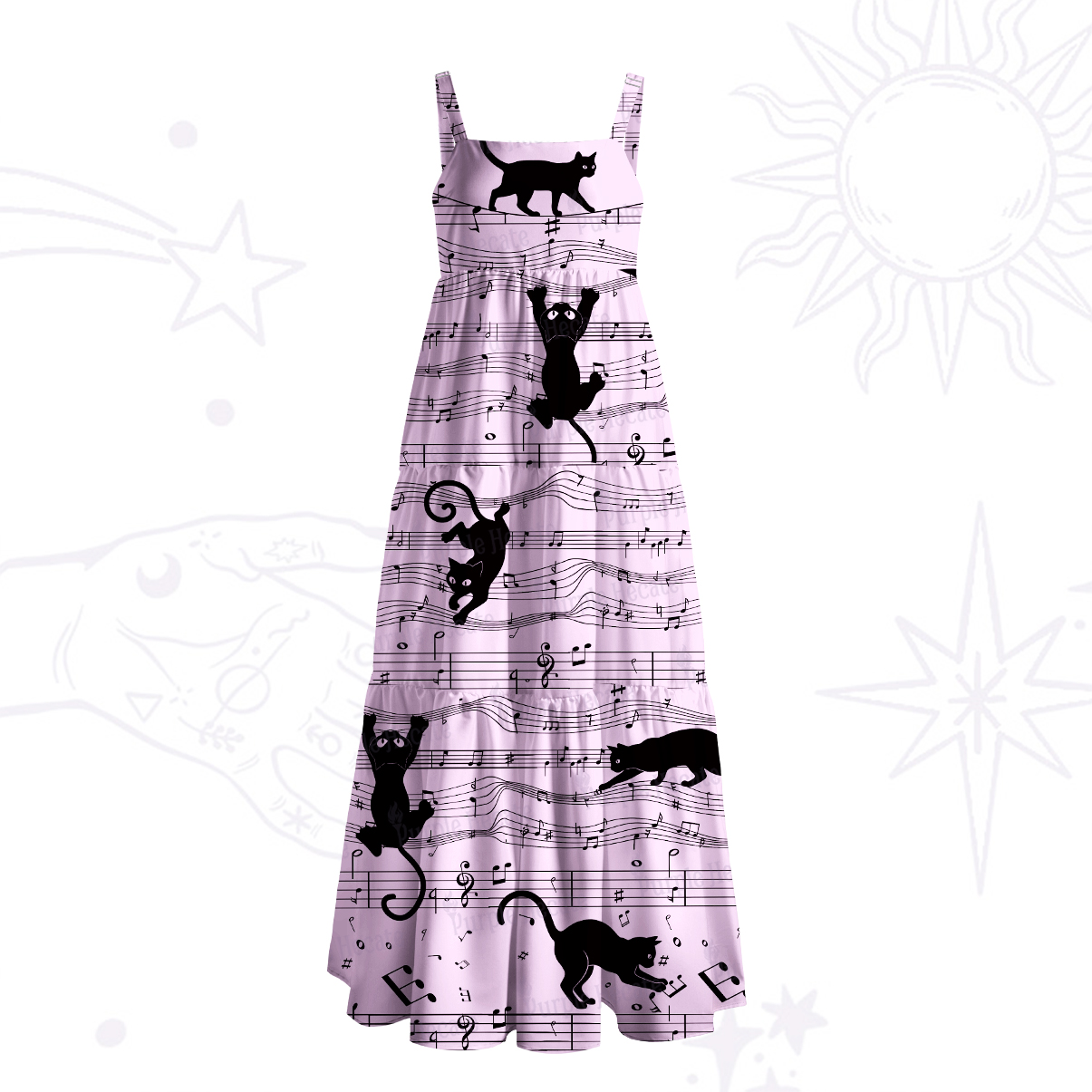 Purplehecate Catwalk Notes Strappy Wide Straps Maxi Dress