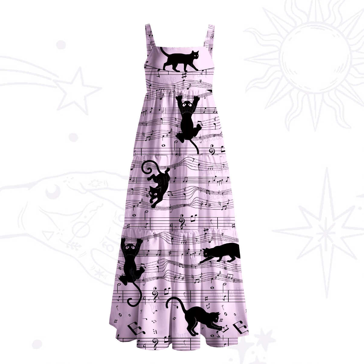 Purplehecate Catwalk Notes Strappy Wide Straps Maxi Dress