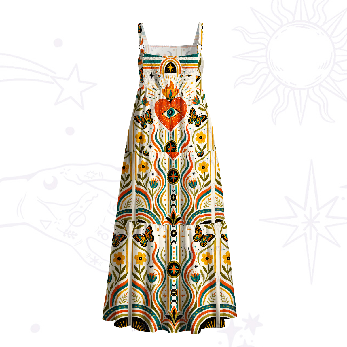 Purplehecate Blazing Eye of the Soul Wide Straps Maxi Dress