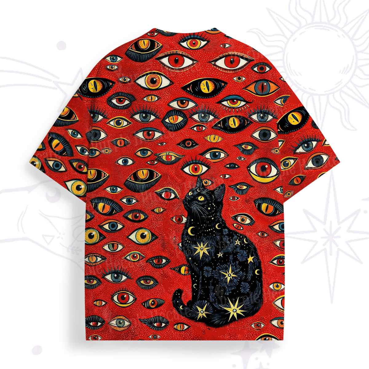 Purplehecate Cosmic Watcher Cat All Over Print T-Shirt
