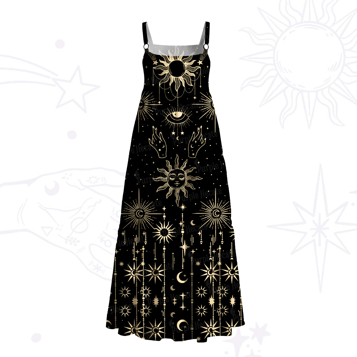 Purplehecate Solar Oracle Wide Straps Maxi Dress