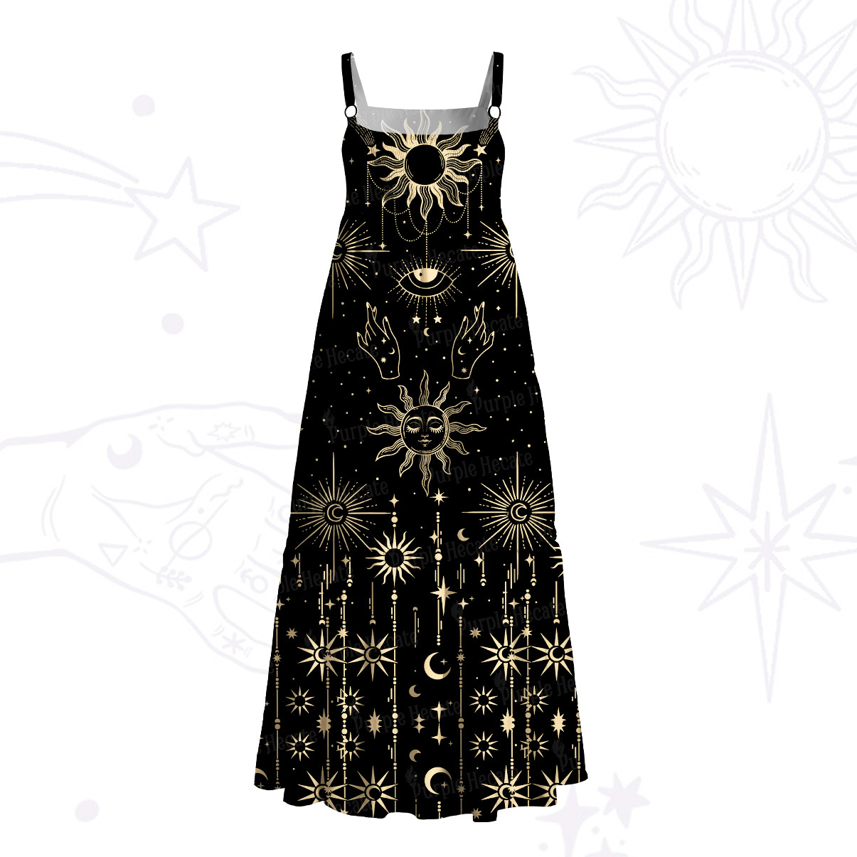 Purplehecate Solar Oracle Wide Straps Maxi Dress