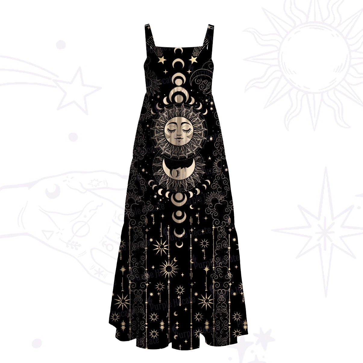 Purplehecate Lunar Eclipse Wide Straps Maxi Dress