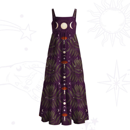 Purplehecate Moonlit Mushroom Gown Wide Straps Maxi Dress