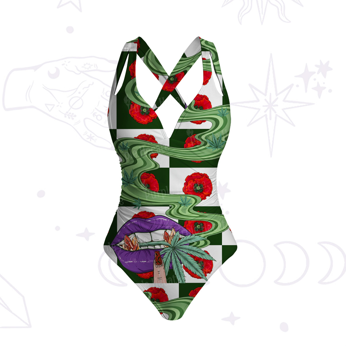 Purplehecate Trippy Cannabis Dream One-Piece Swimsuit