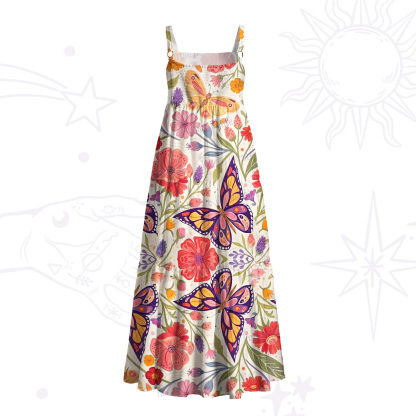 Purplehecate Enchanted Garden of Butterflies Wide Straps Maxi Dress