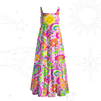 Purplehecate Sun Bloom Fiesta Wide Straps Maxi Dress