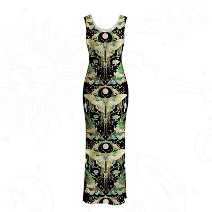 Purplehecate Moon Moth Rave Mesh Maxi Tank Beach Dress