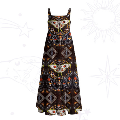 Purplehecate Mystical Moth Wide Straps Maxi Dress