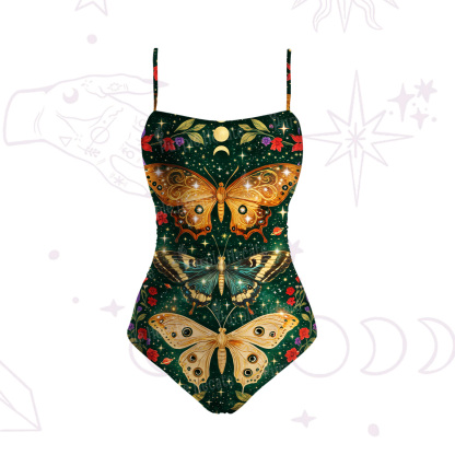 Purplehecate Mystic Butterfly Whisper Slim-Strap Swimsuit