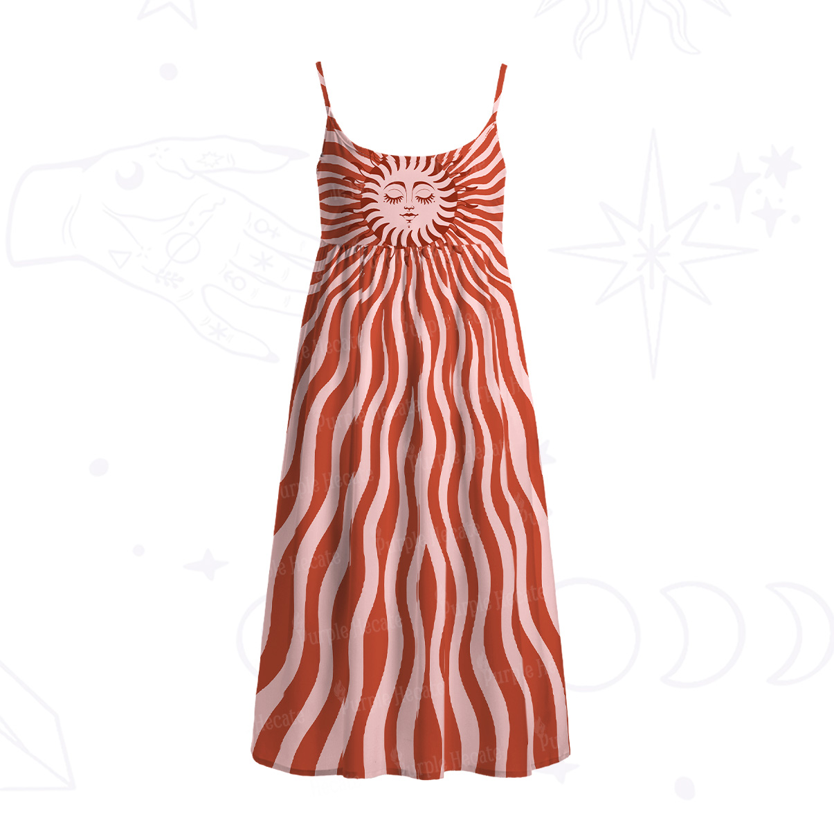 Purplehecate Radiance of the Sun Spaghetti Strap Midi Dress