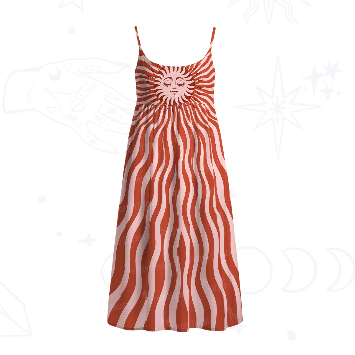 Purplehecate Radiance of the Sun Spaghetti Strap Midi Dress