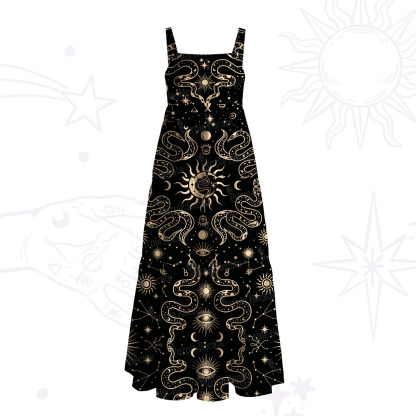 Purplehecate Mystic Serpent Sun Wide Straps Maxi Dress