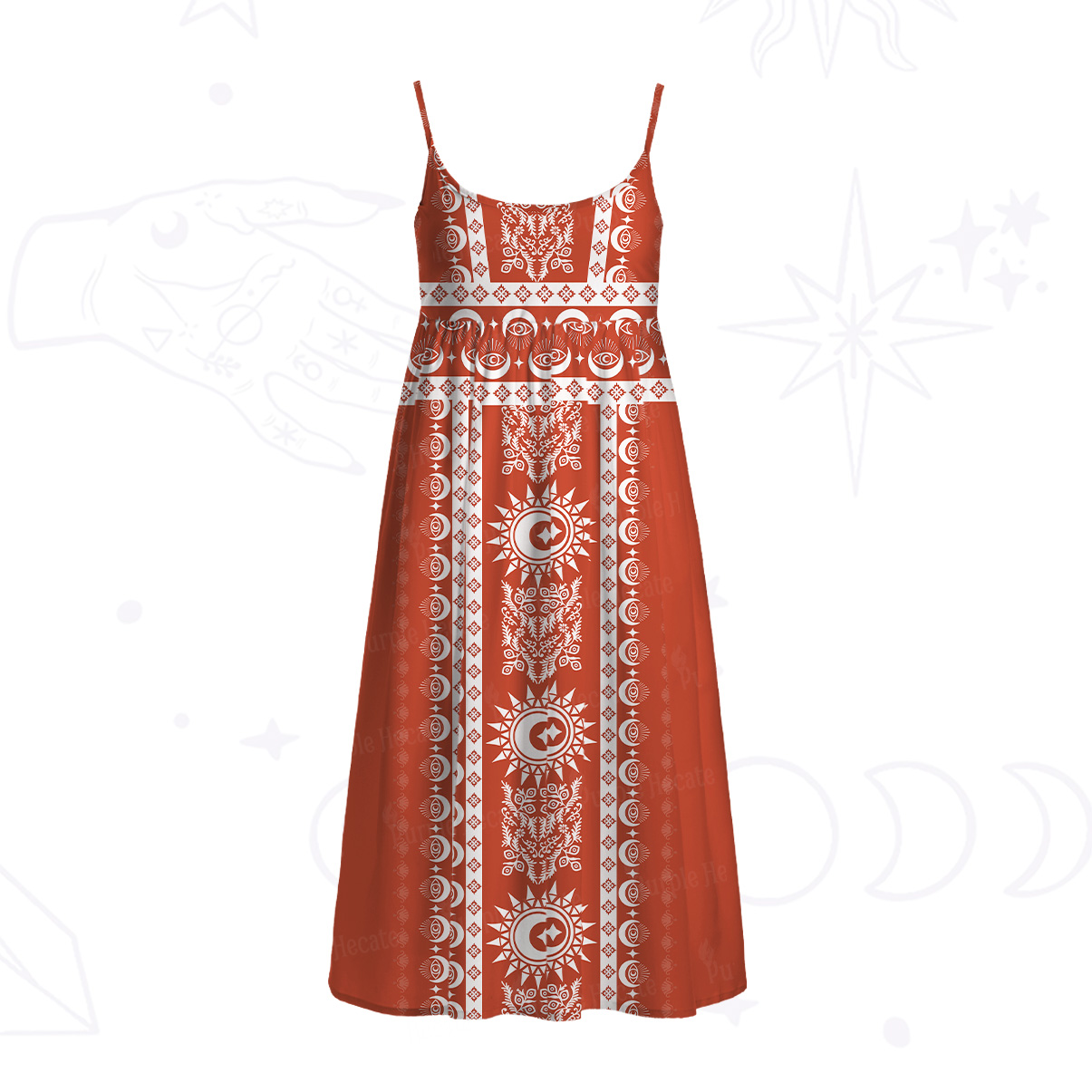 Purplehecate Visionary Sun Spaghetti Strap Midi Dress