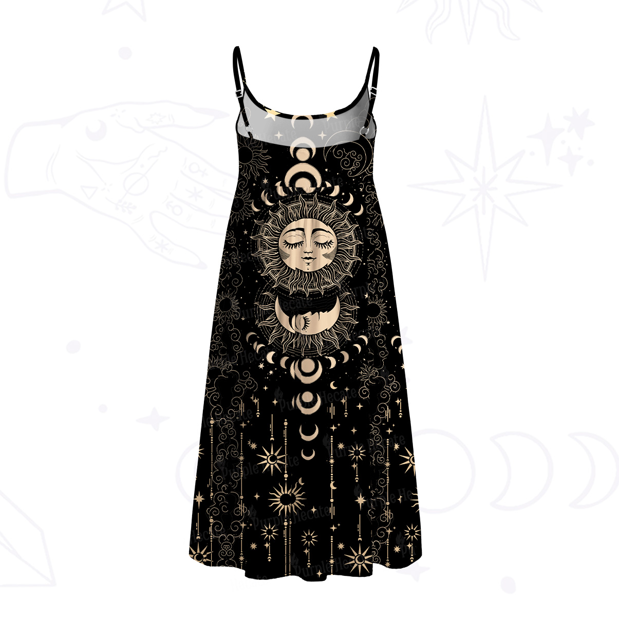 Purplehecate Lunar Eclipse Spaghetti Strap Midi Dress