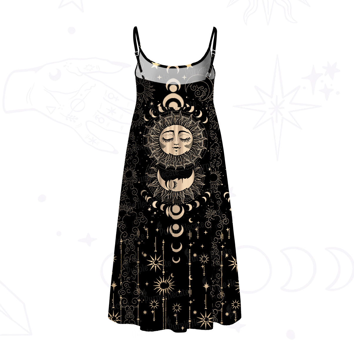 Purplehecate Lunar Eclipse Spaghetti Strap Midi Dress