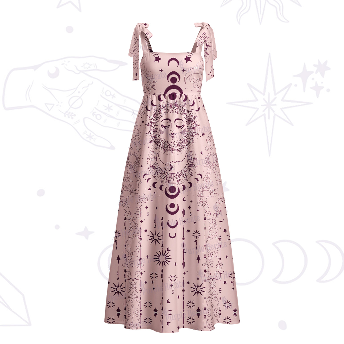 Purplehecate Lunar Eclipse Tie Shoulder Maxi Dress