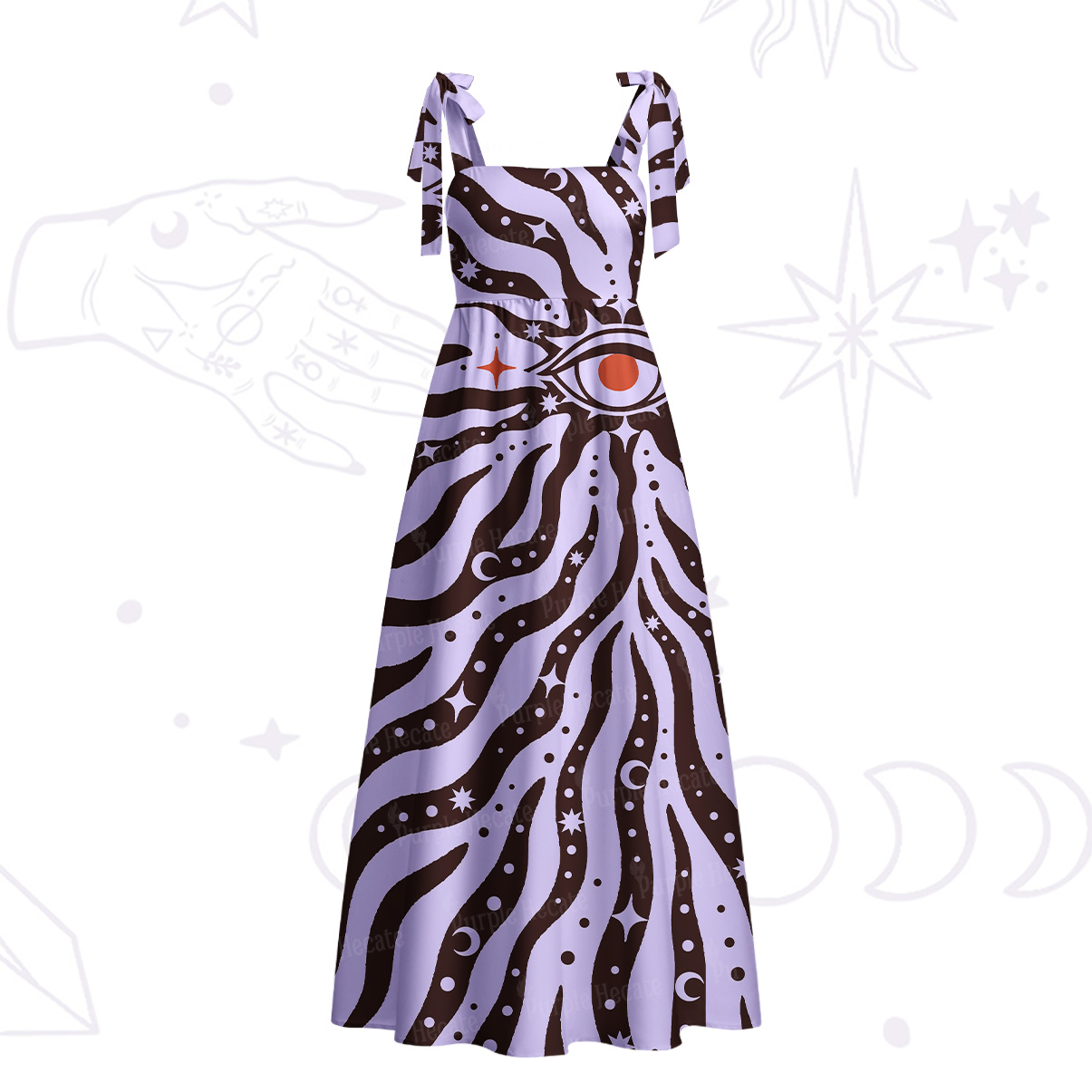 Purplehecate Green Vision Illusion Tie Shoulder Maxi Dress