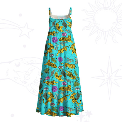 Purplehecate Desert Tiger Wide Straps Maxi Dress