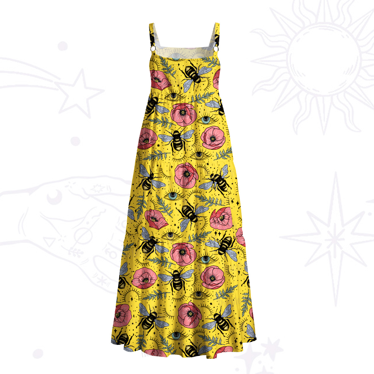 Purplehecate The Bee's Knees Wide Straps Maxi Dress
