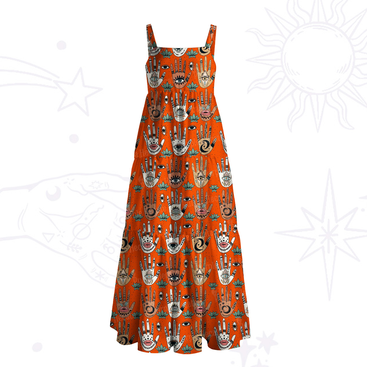 Purplehecate Helping Hands Wide Straps Maxi Dress