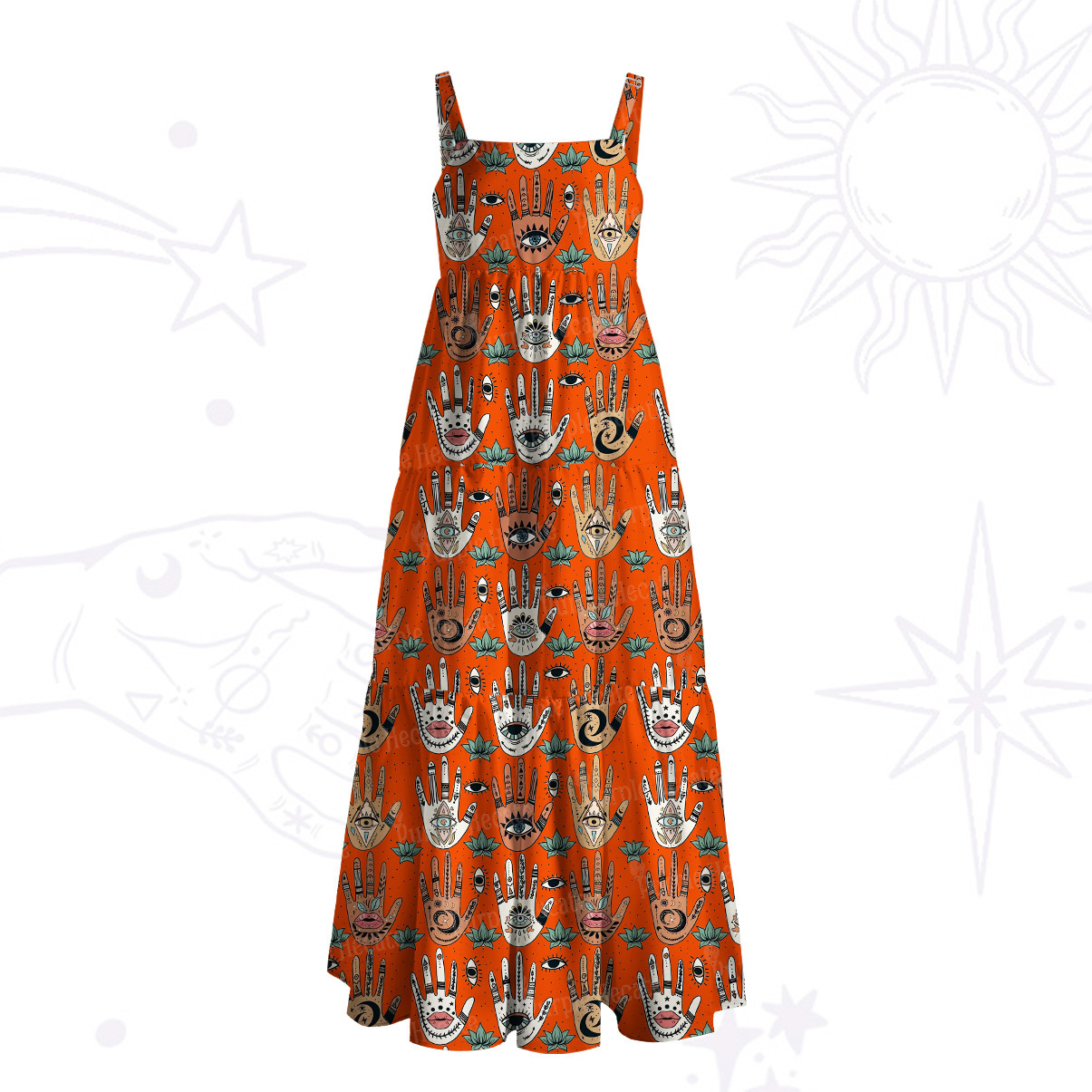 Purplehecate Helping Hands Wide Straps Maxi Dress