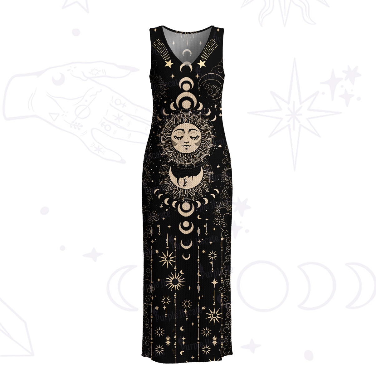 Purplehecate Lunar Eclipse Crochet Knit Maxi Dress