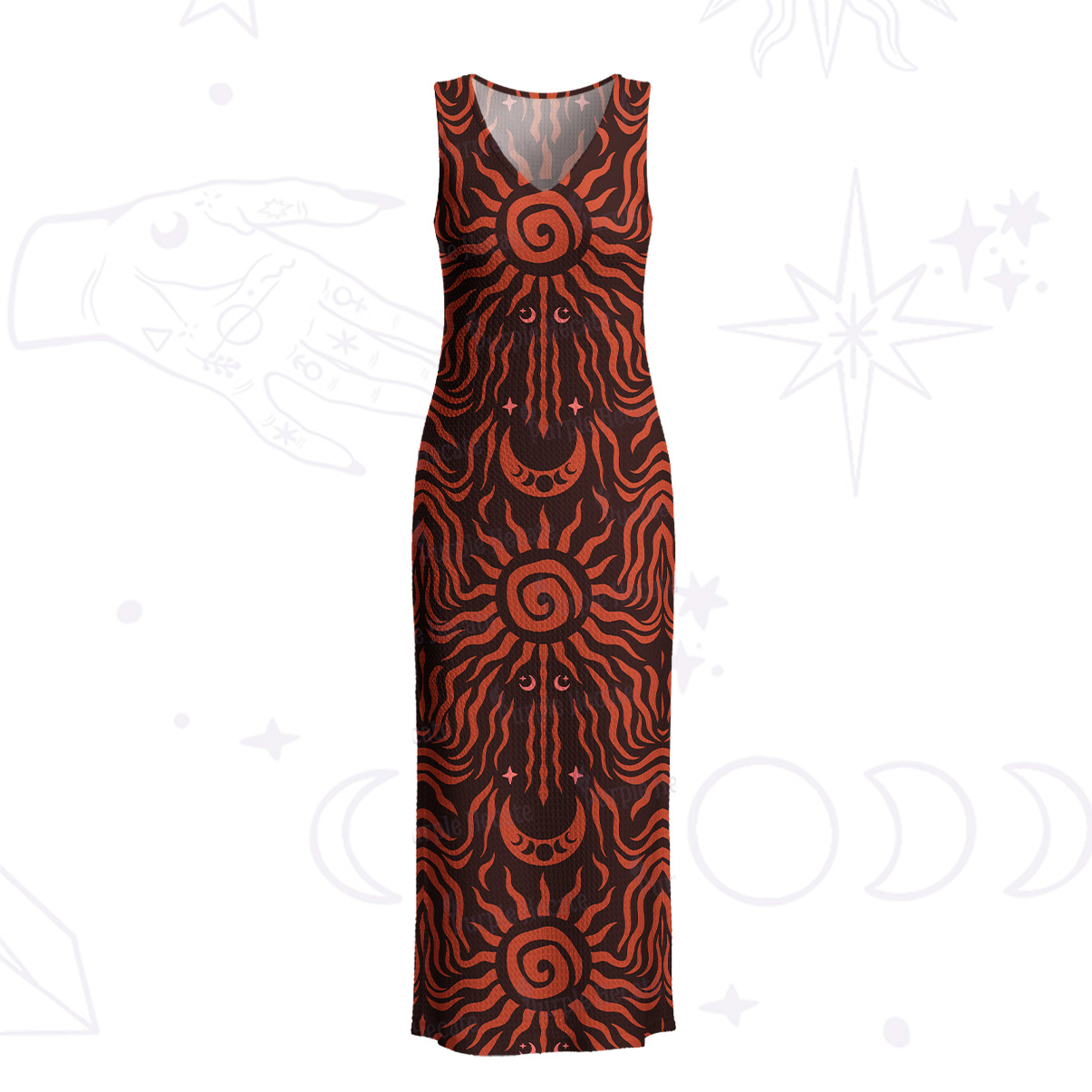 Purplehecate Solar Ritua Crochet Knit Maxi Dress