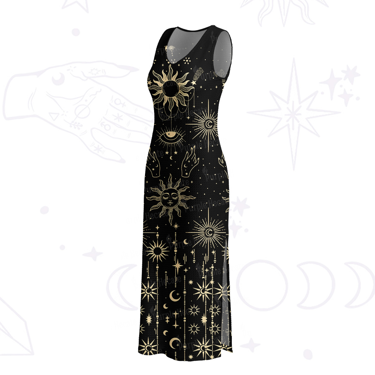 Purplehecate Solar Oracle Crochet Knit Maxi Dress