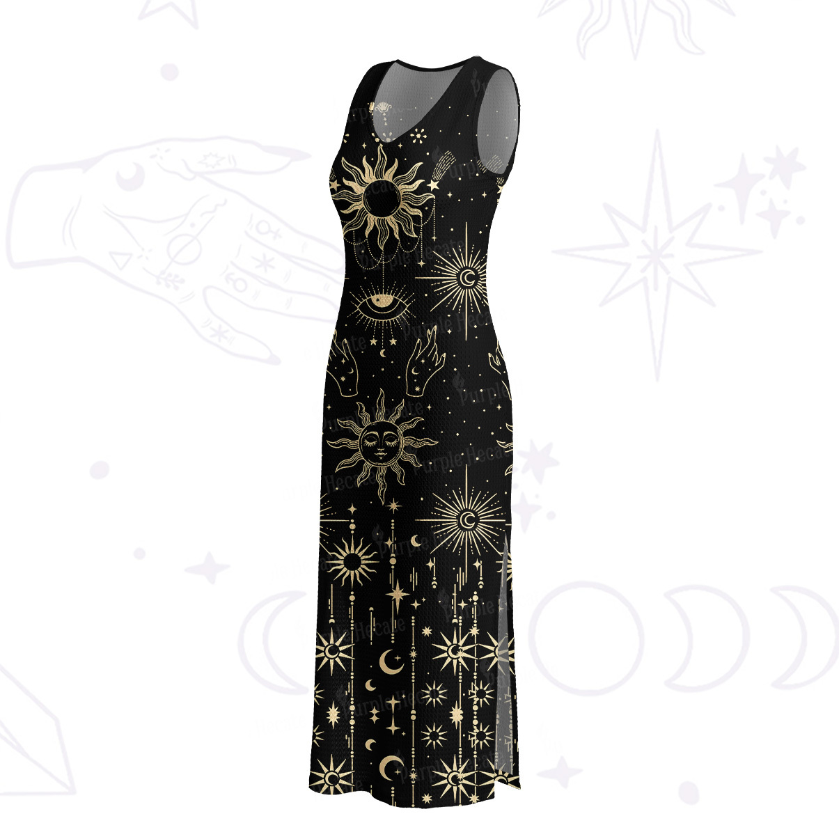Purplehecate Solar Oracle Crochet Knit Maxi Dress