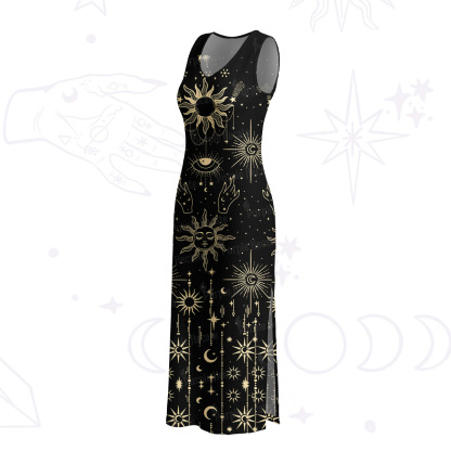 Purplehecate Solar Oracle Crochet Knit Maxi Dress