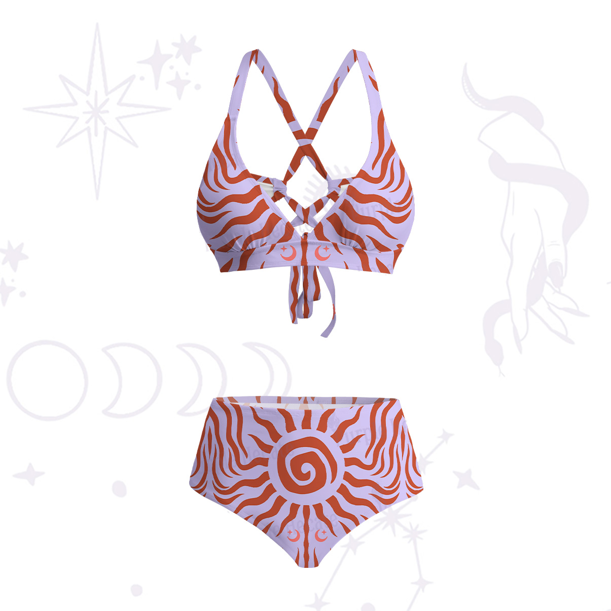Purplehecate Solar Ritual Crisscross Tie-Back Bikini Set