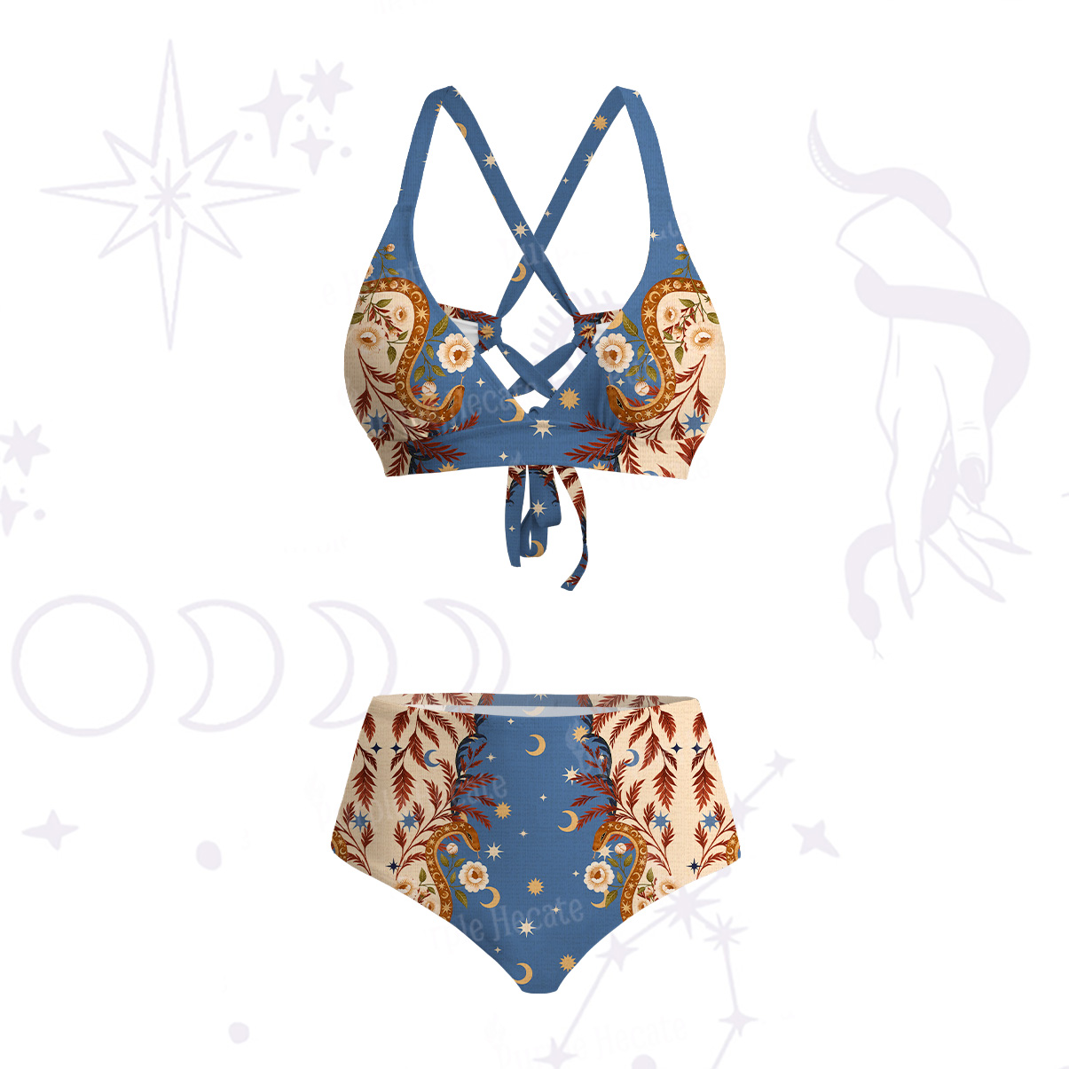 Purplehecate Celestial Ascension Crisscross Tie-Back Bikini Set
