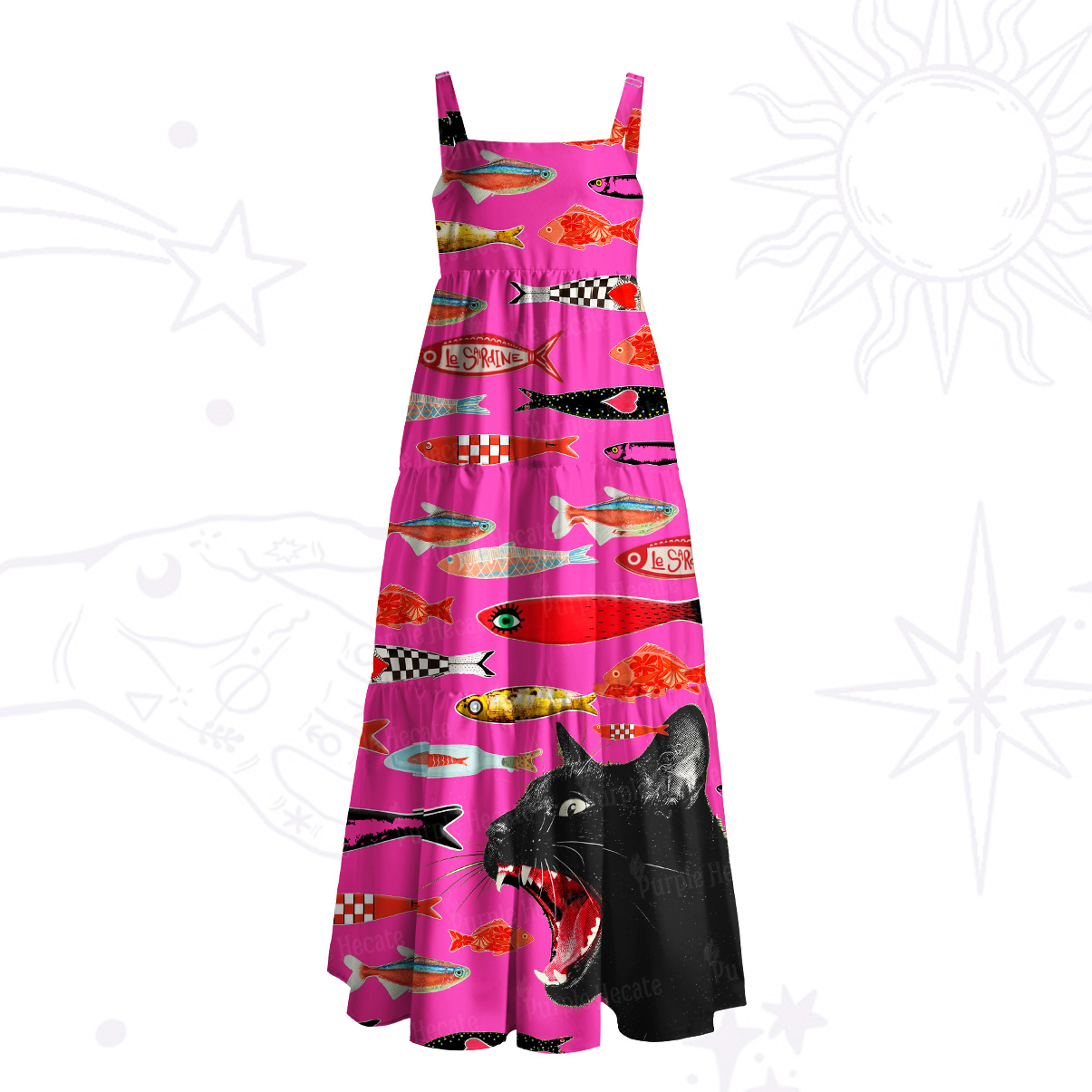 [Copy]Purplehecate Enchanted Cat Grove Wide Straps Maxi Dress