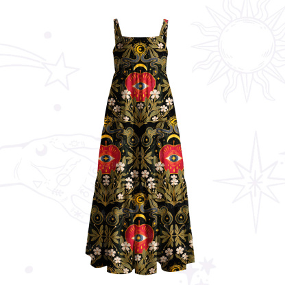 Purplehecate Forbidden Apple Serpent Wide Straps Maxi Dress