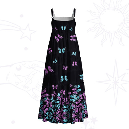 Purplehecate Mystic Butterfly Wide Straps Maxi Dress
