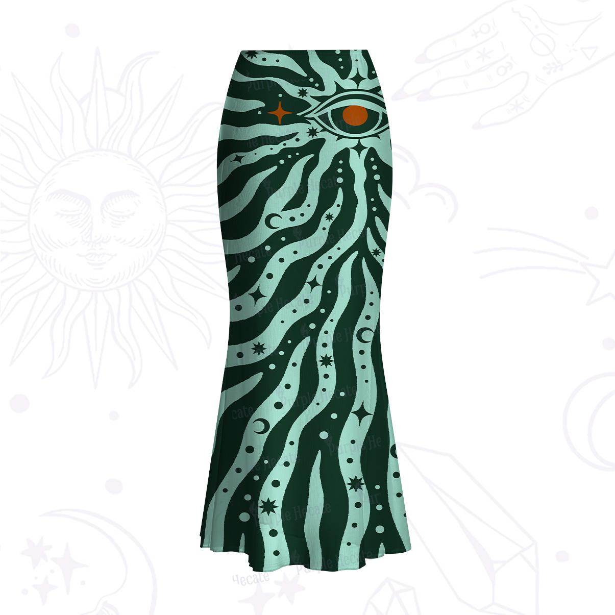 Purplehecate Green Vision Illusion Mesh Mermaid Hem Skirt