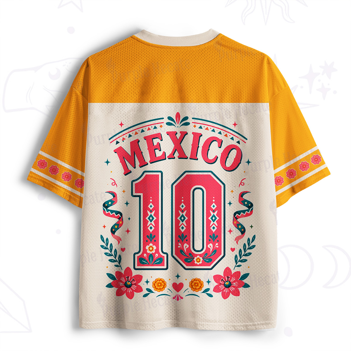 Purplehecate Floral Axolotl Mexico Football Mesh Jersey