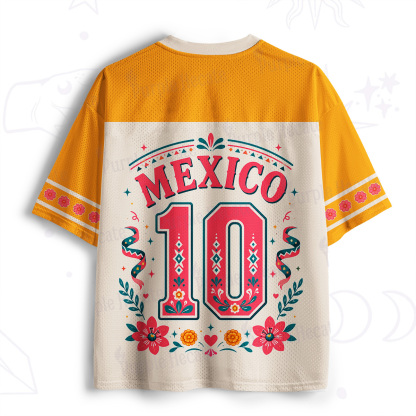 Purplehecate Floral Axolotl Mexico Football Mesh Jersey