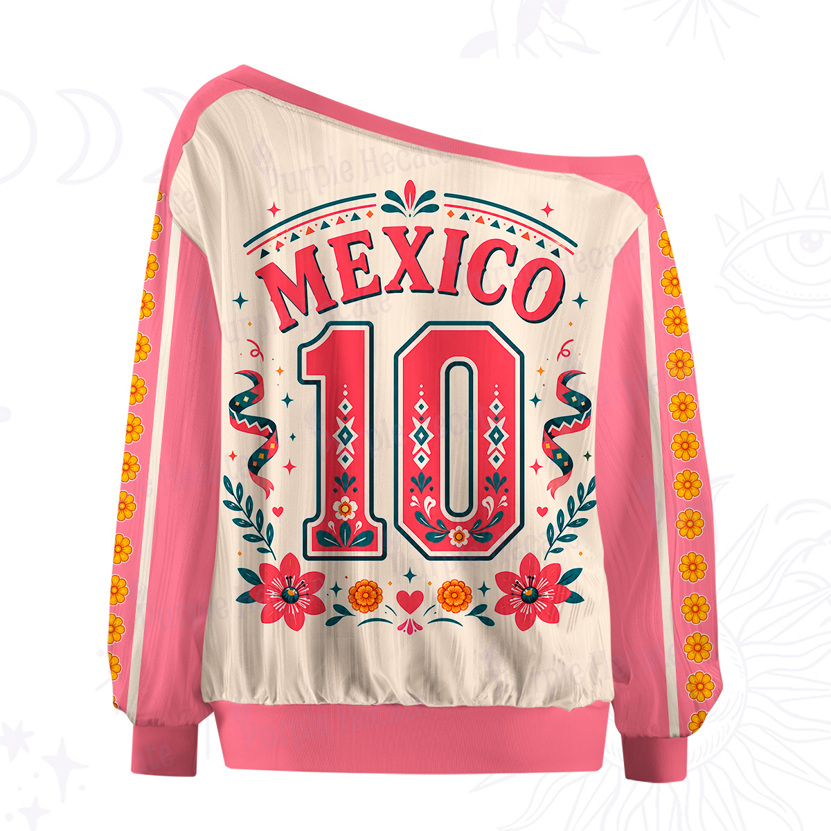 Purplehecate Floral Axolotl Mexico Football Off The Shoulder Graphic Jersey