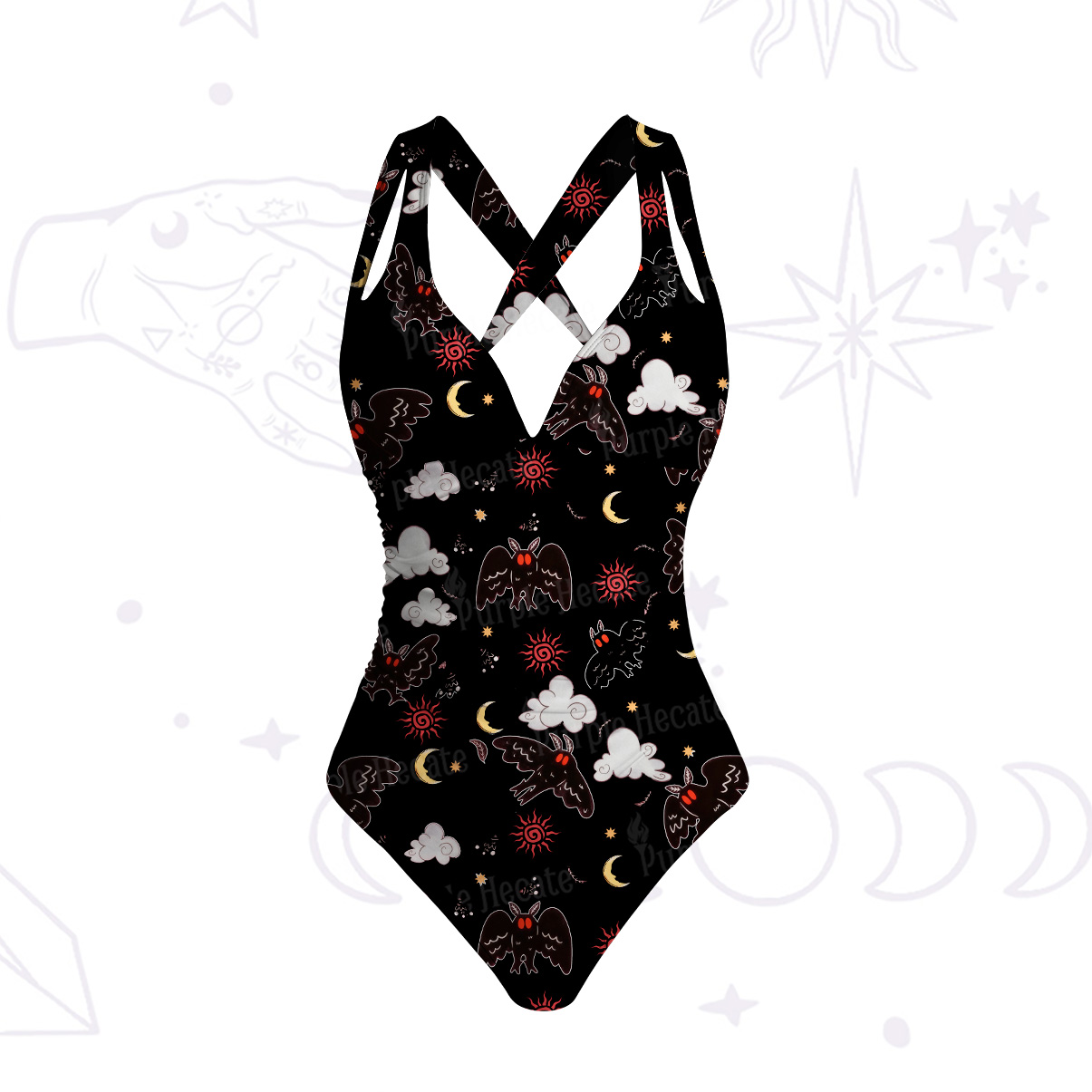 Purplehecate Cryptid Mothman One-Piece Swimsuit