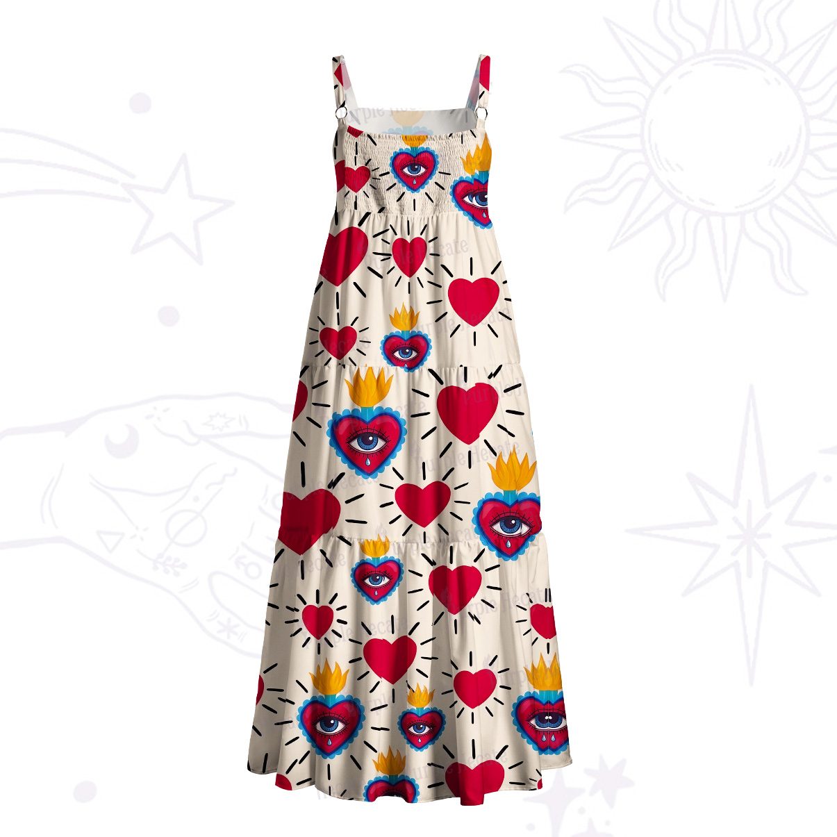 Purplehecate Sacred Flame of Love Wide Straps Maxi Dress