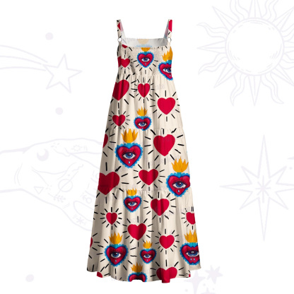 Purplehecate Sacred Flame of Love Wide Straps Maxi Dress