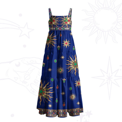 Purplehecate Gemstone Sun Totem Wide Straps Maxi Dress