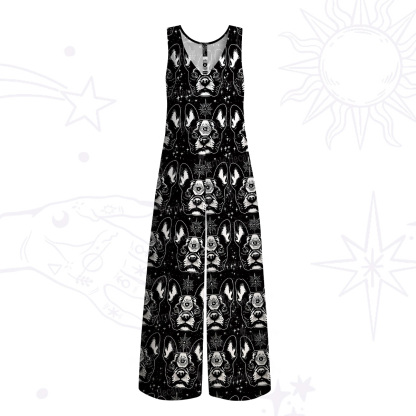 Purplehecate Mystic Boston Terrier Wide Leg Jumpsuit